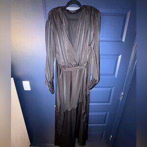 Eloquii Long Sleeve Maxi Wrap Dress in Black